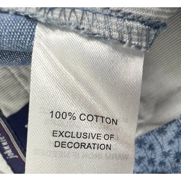 Johnnie-O Val 8" Chambray Shorts Mens Size‎ 34 Blue Palm Tree Print 100% Cotton - Picture 10 of 10